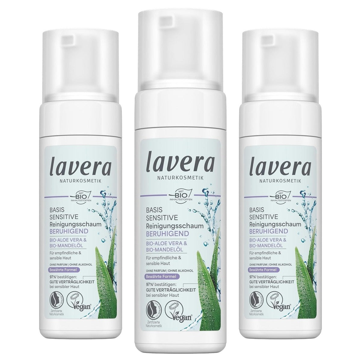 lavera basis sensitive Reinigingsschuim 3 x 150 ml - Voordeelverpakking