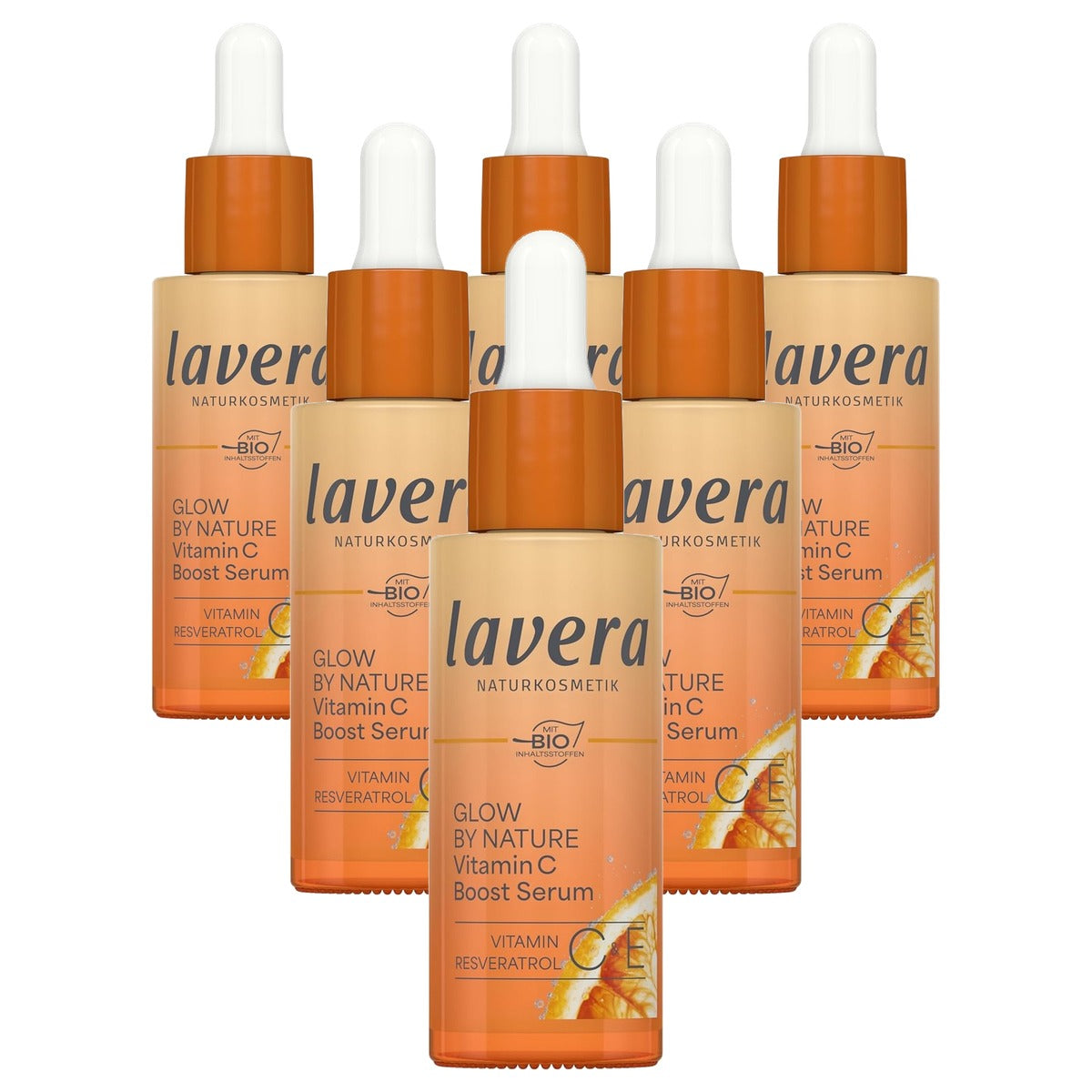 lavera Glow by Nature Boost Serum vitamine C Q10 6 x 30 ml - Voordeelverpakking