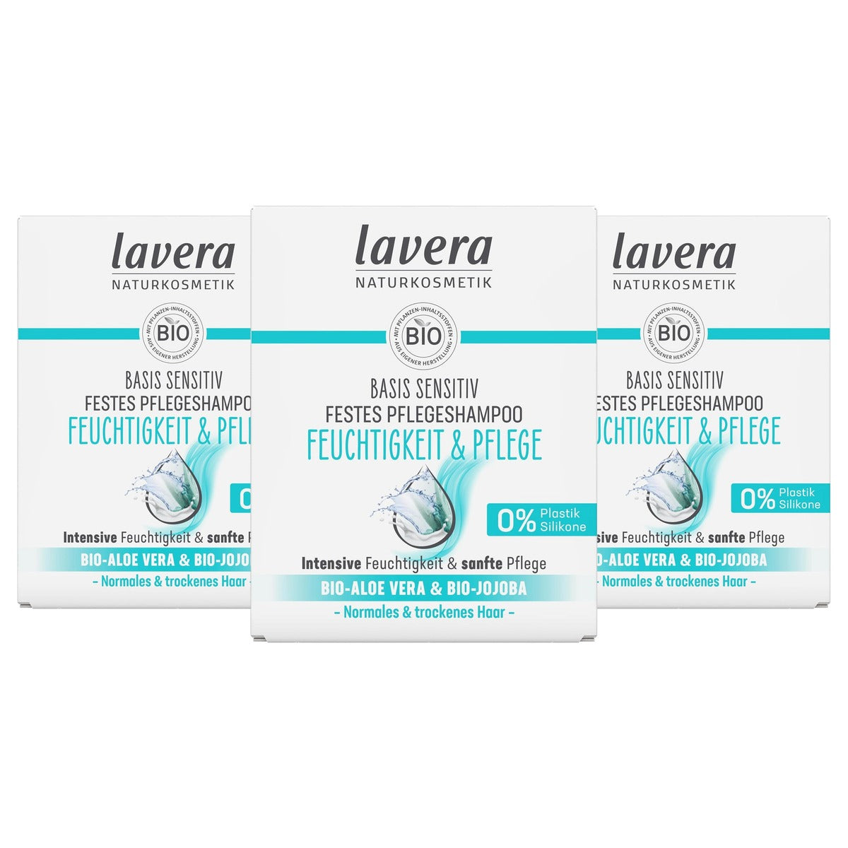 lavera Vaste verzorgingsshampoo Gevoelig Vocht & Verzorging 3 x 50 g - Voordeelverpakking