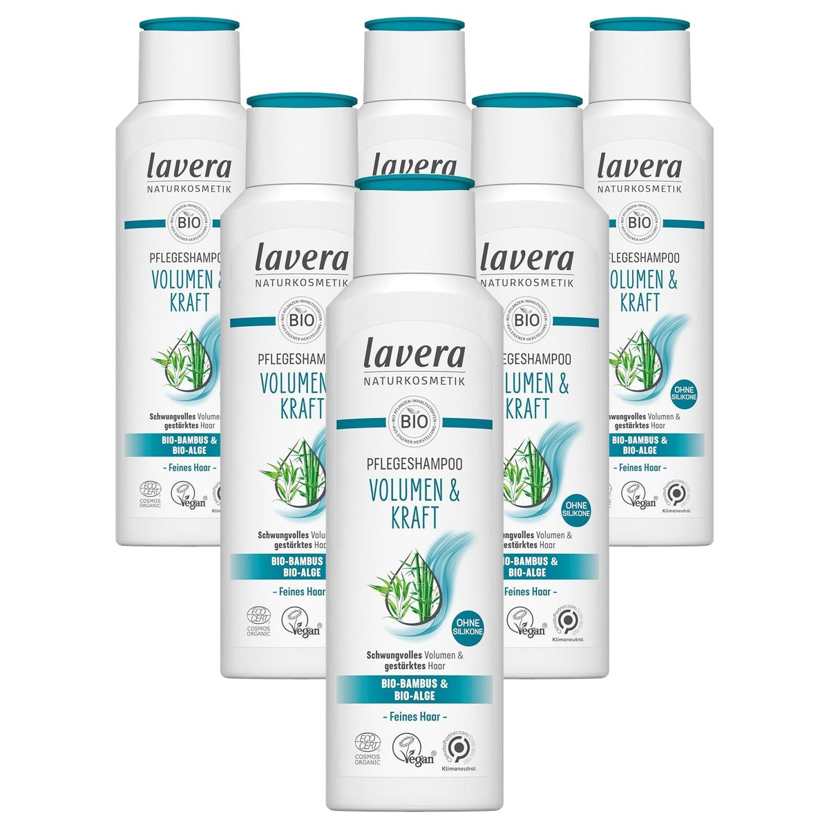 lavera Verzorgende shampoo volume & kracht 6 x 250 ml - Voordeelverpakking
