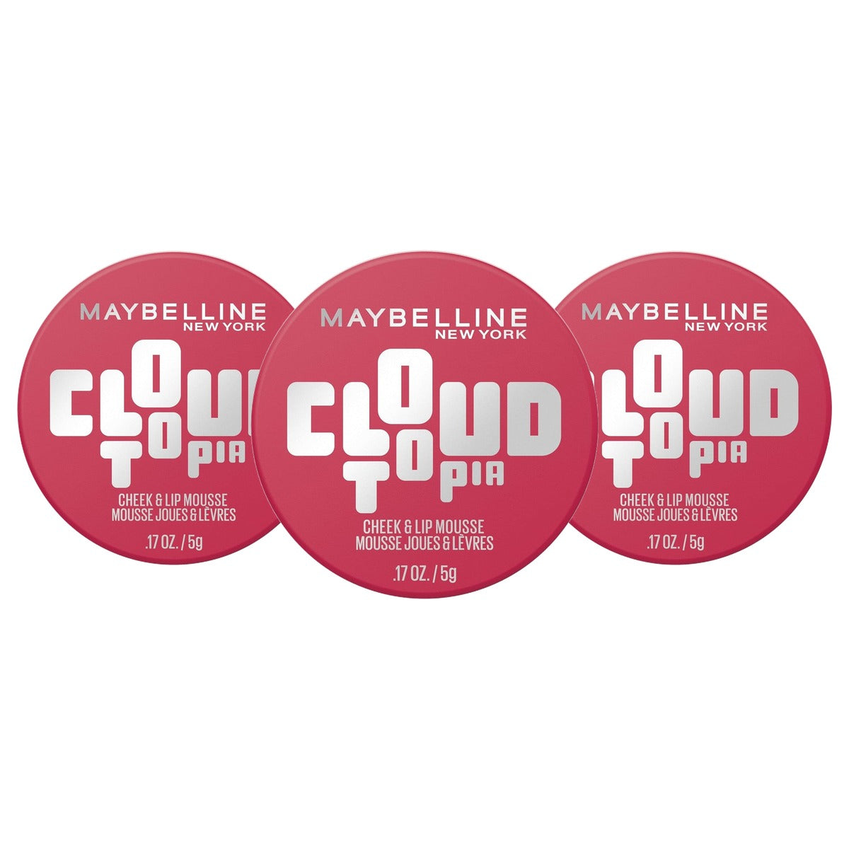 MAYBELLINE Cloudtopia Wang- & Lippen Mousse 02 Ethereal Rouge 5 g - 3 stuks
