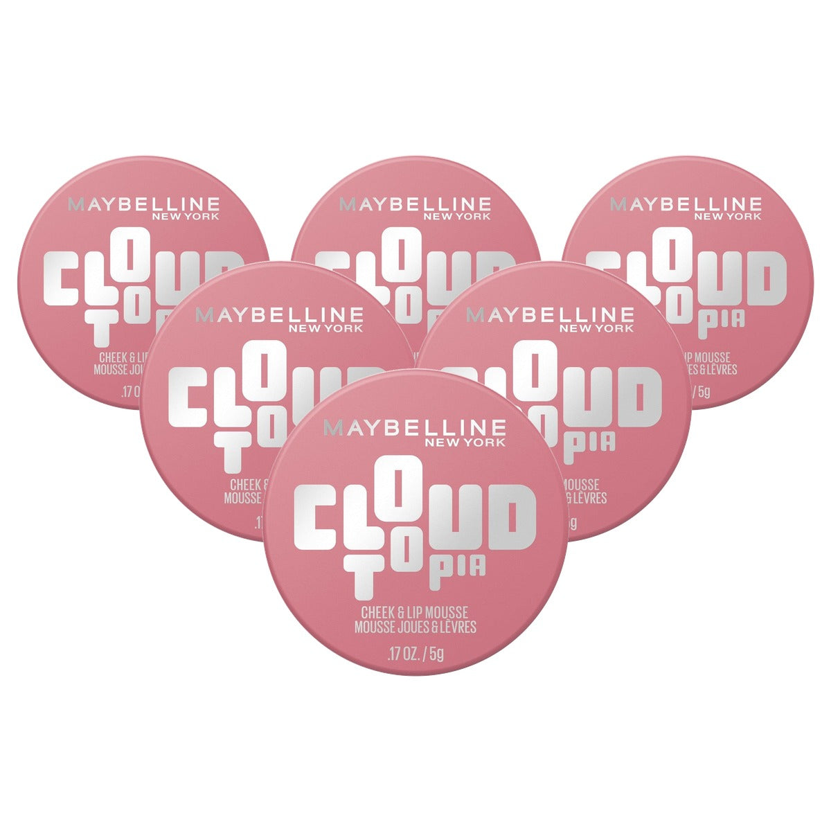 MAYBELLINE Cloudtopia Wang- en lipmousse 08 Enchanted Mauve 5 g - 6 stuks