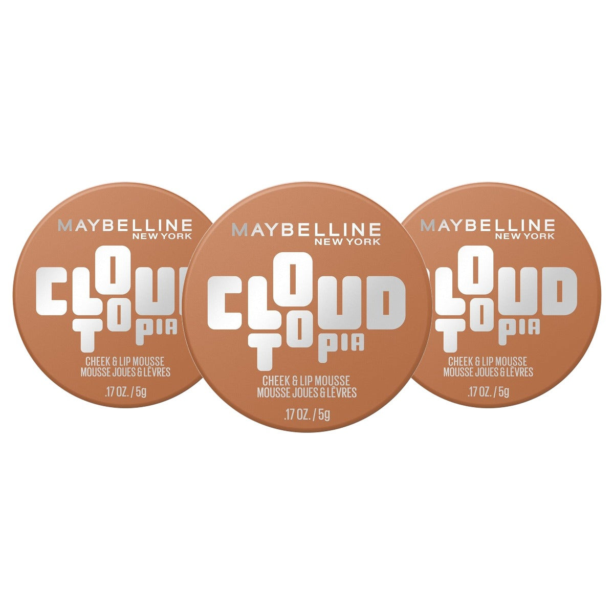 MAYBELLINE Cloudtopia Wang & Lippen Mousse 12 Toasted Sky 5 g - 3 stuks