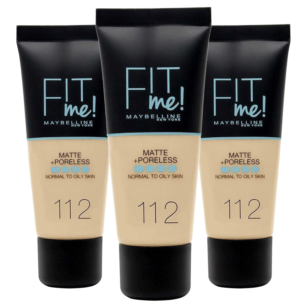 MAYBELLINE Fit Me Foundation Mat 112 Soft Beige 30 ml - 3 stuks