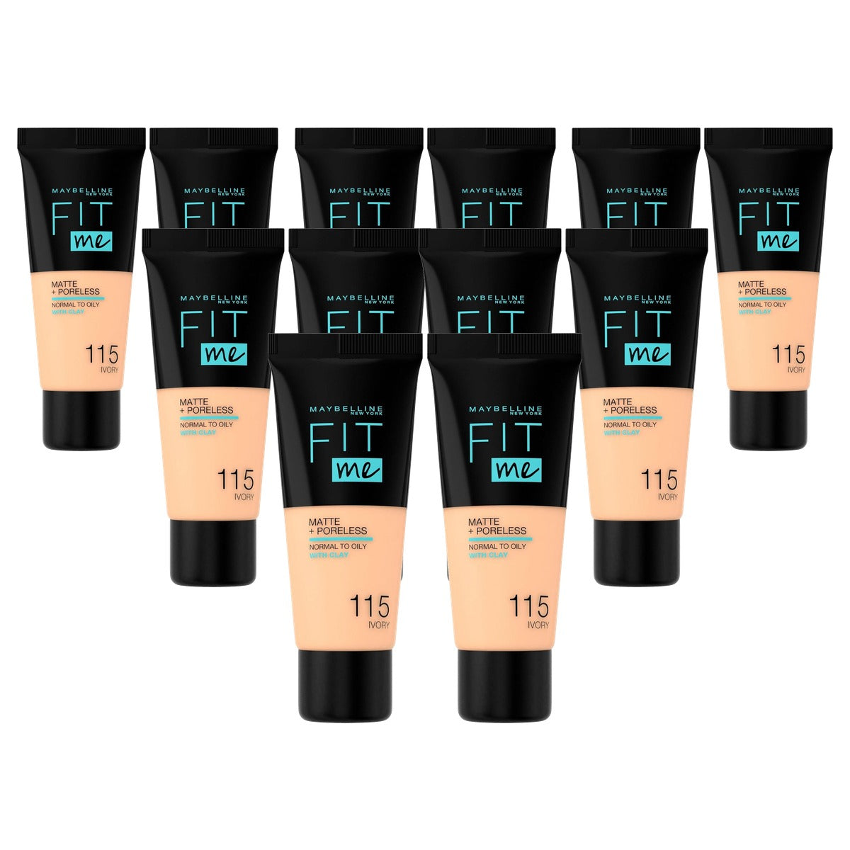MAYBELLINE Fit Me Matte + Poreless Nr. 115 Ivoor 30 ml - 6 stuks