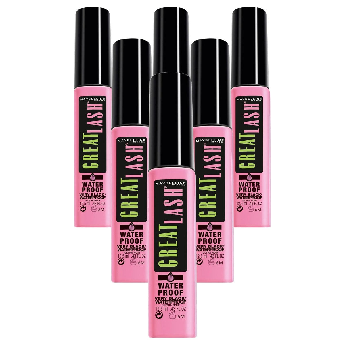 L'Oreal Paris Maybelline New York Great Lash Very Black Waterproof 12,5 ml 6 stuks