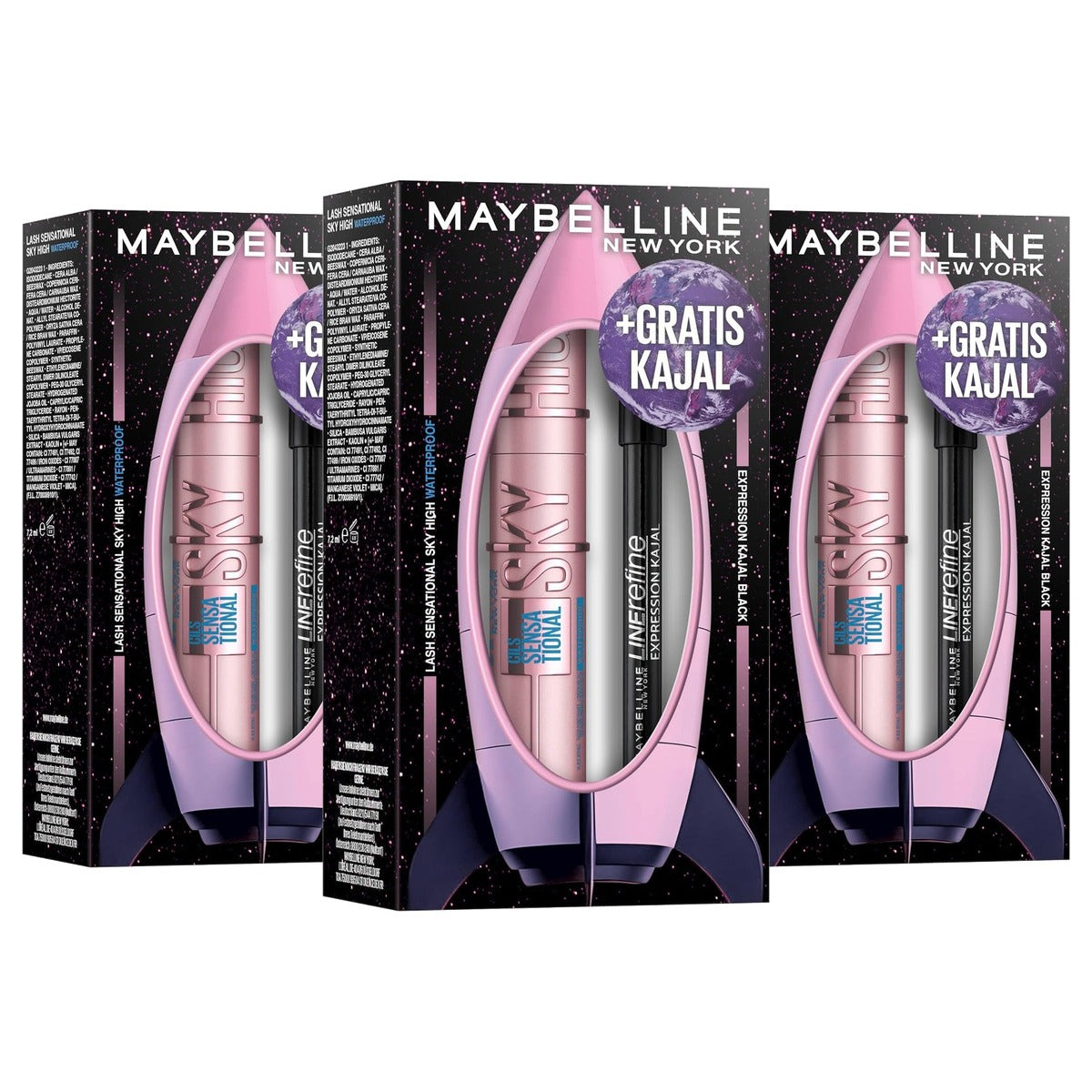 MAYBELLINE XMAS Set Sky High Mascara & Kajal 33 Black - 3 stuks