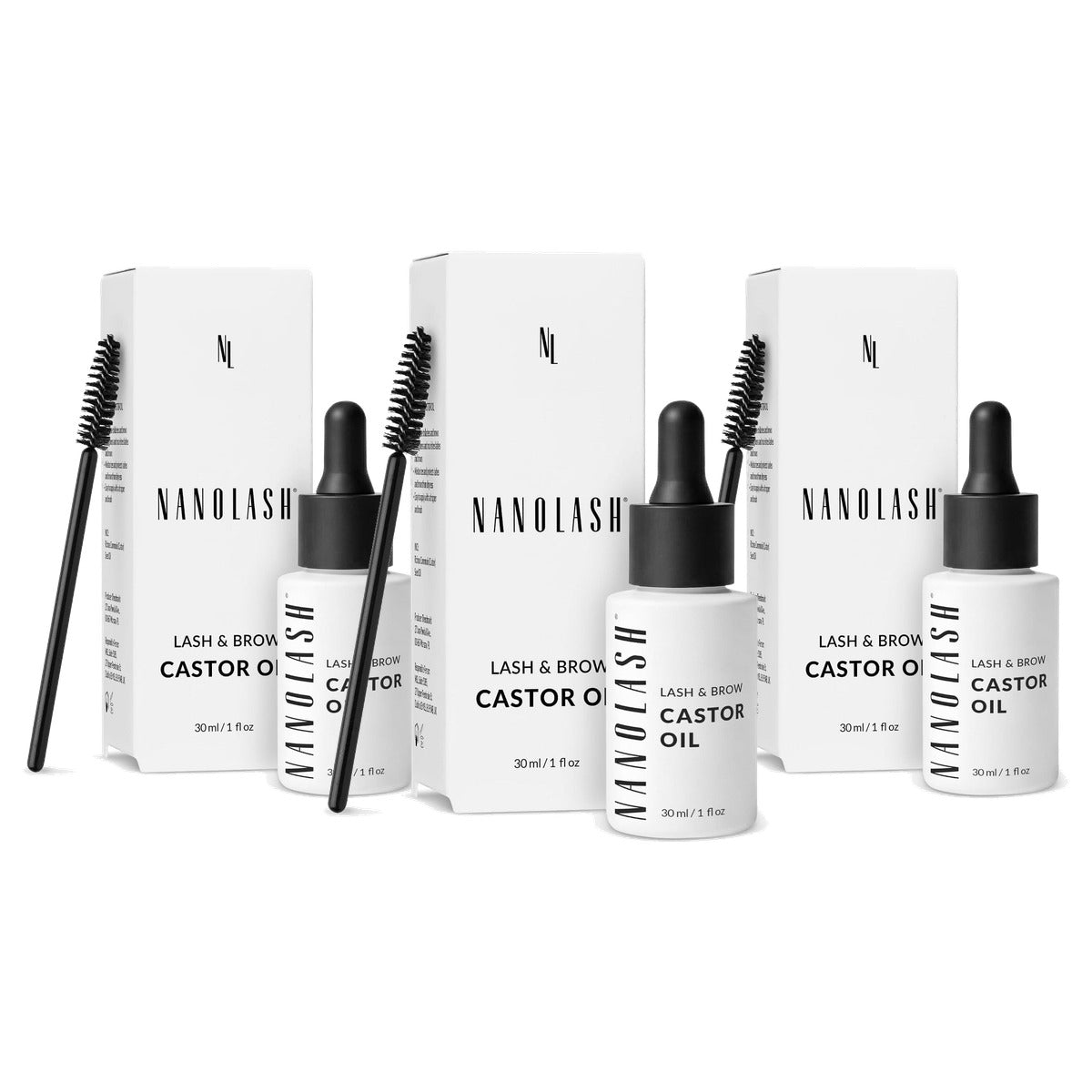 Nanolash Bio Rizinusolie voor Wimpers en Wenkbrauwen 30 ml - 3-pack