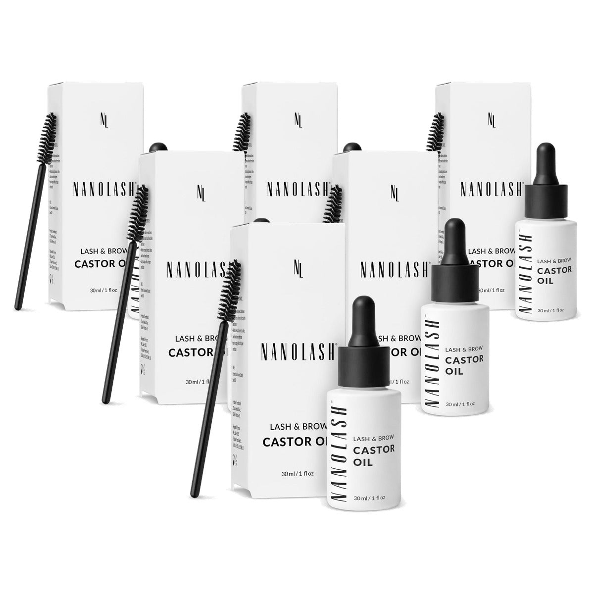 Nanolash Bio Rizinusolie voor Wimpers en Wenkbrauwen 30 ml - 6-pack