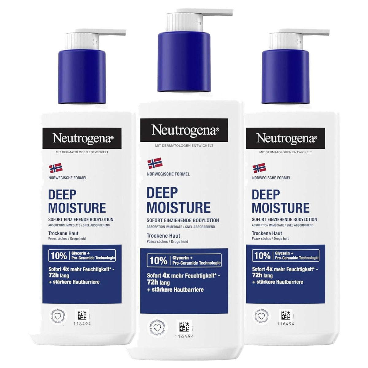 Neutrogena Deep Moisture Body Lotion droge huid 3 x 250 ml - Voordeelverpakking