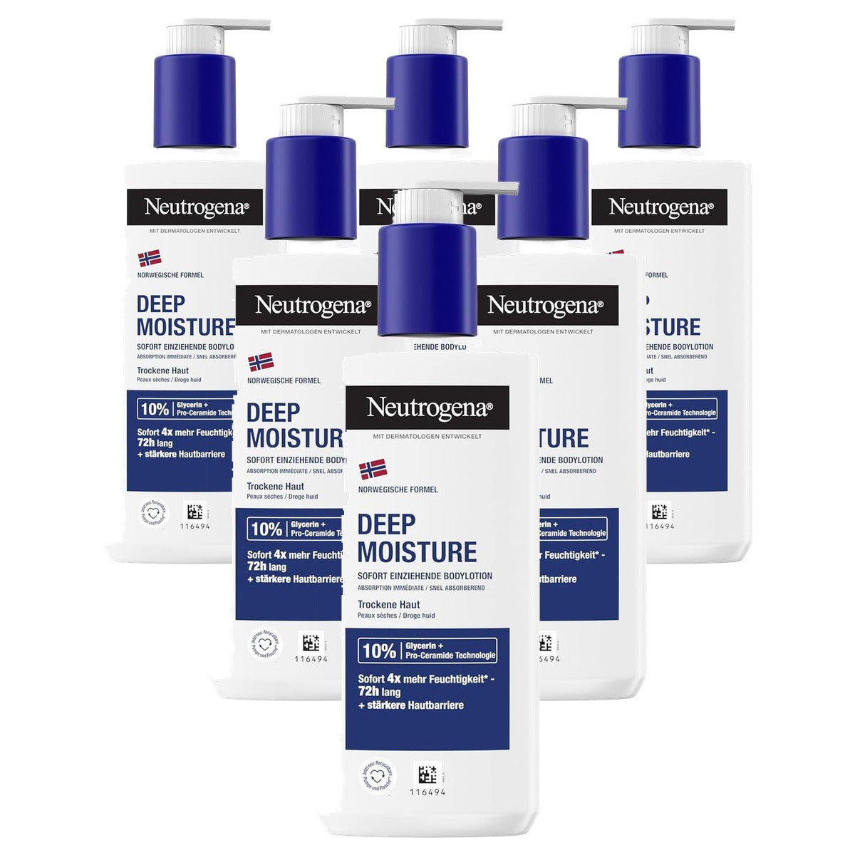 Neutrogena Deep Moisture Body Lotion droge huid 6 x 250 ml - Voordeelverpakking