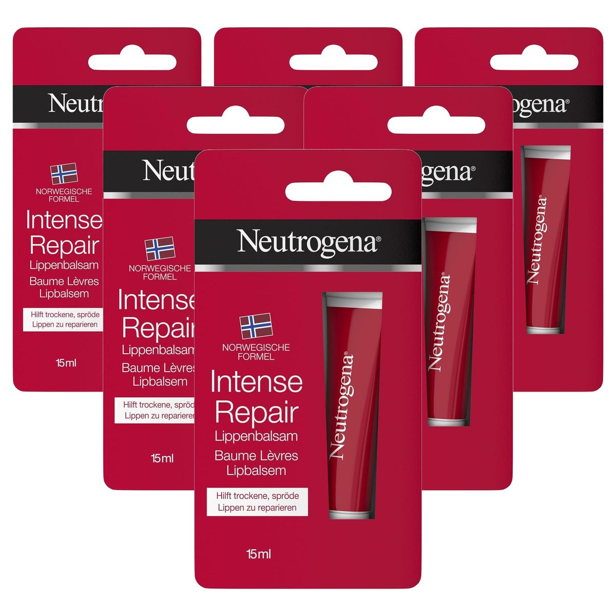 Neutrogena Intense Repair Lippenbalsem 6 x 15 ml - Voordeelverpakking