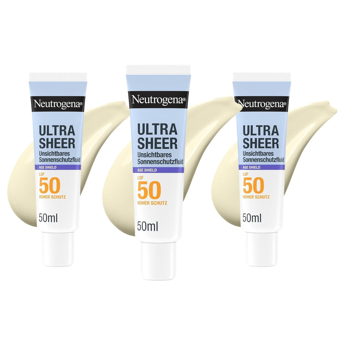 Neutrogena Ultra Sheer Age Shield Zonnebrandvloeistof SPF 50 3 x 50 ml - Voordeelverpakking