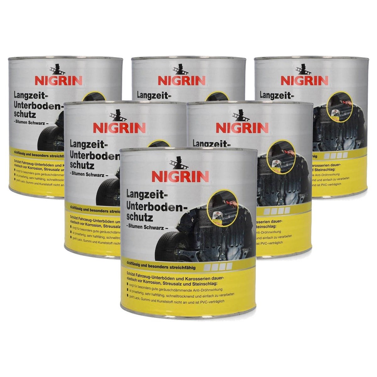 NIGRIN 74061 anti-corrosielaag wagenbodem 6 x 2,5 kg - Voordeelverpakking