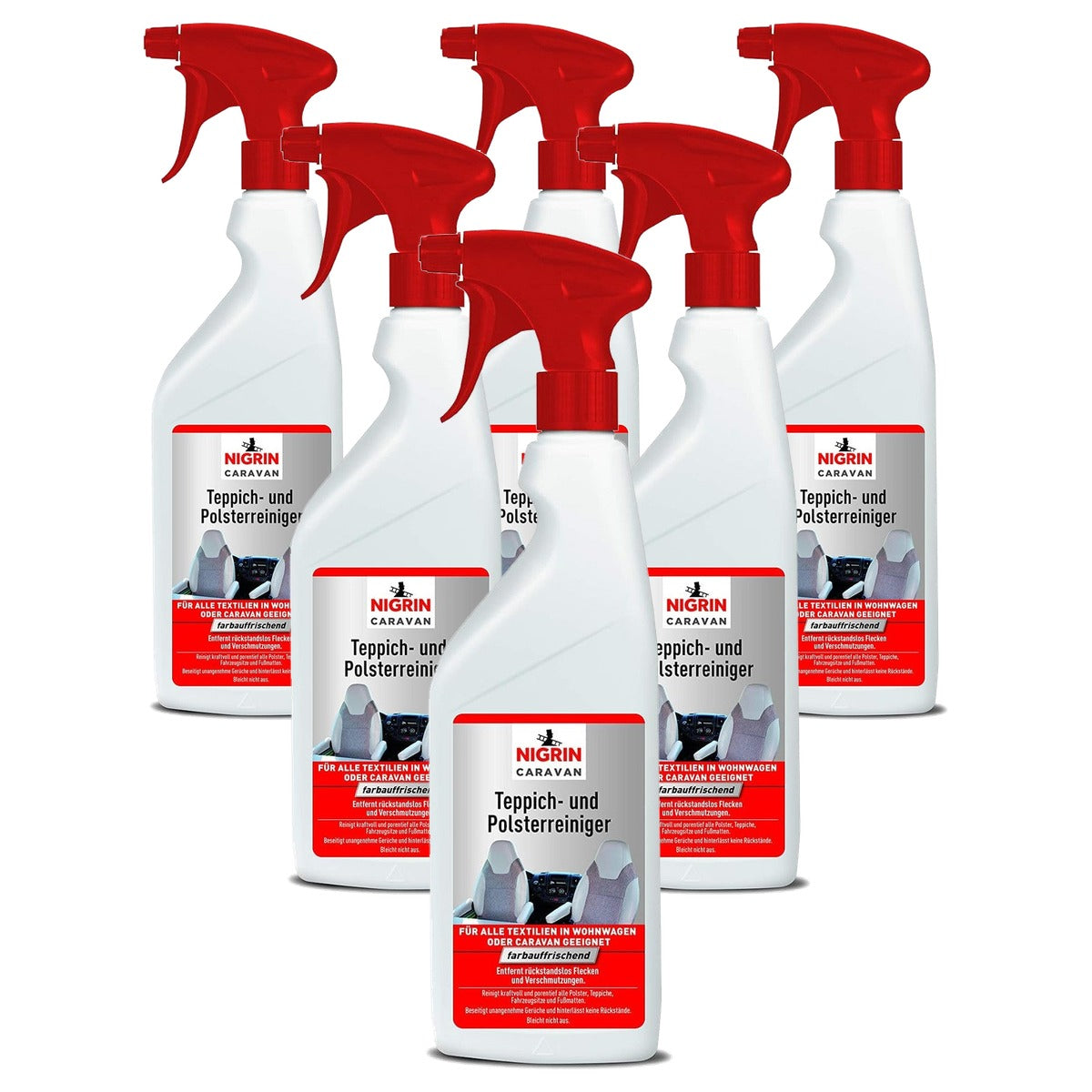 NIGRIN Caravan tapijt- en stofferingreiniger 6 x 0,75 liter - Voordeelverpakking