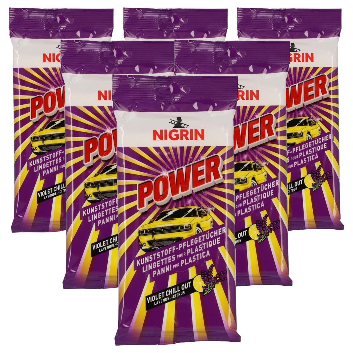 NIGRIN POWER kunststof onderhoudsdoeken 6 x 20 stuks - Voordeelverpakking