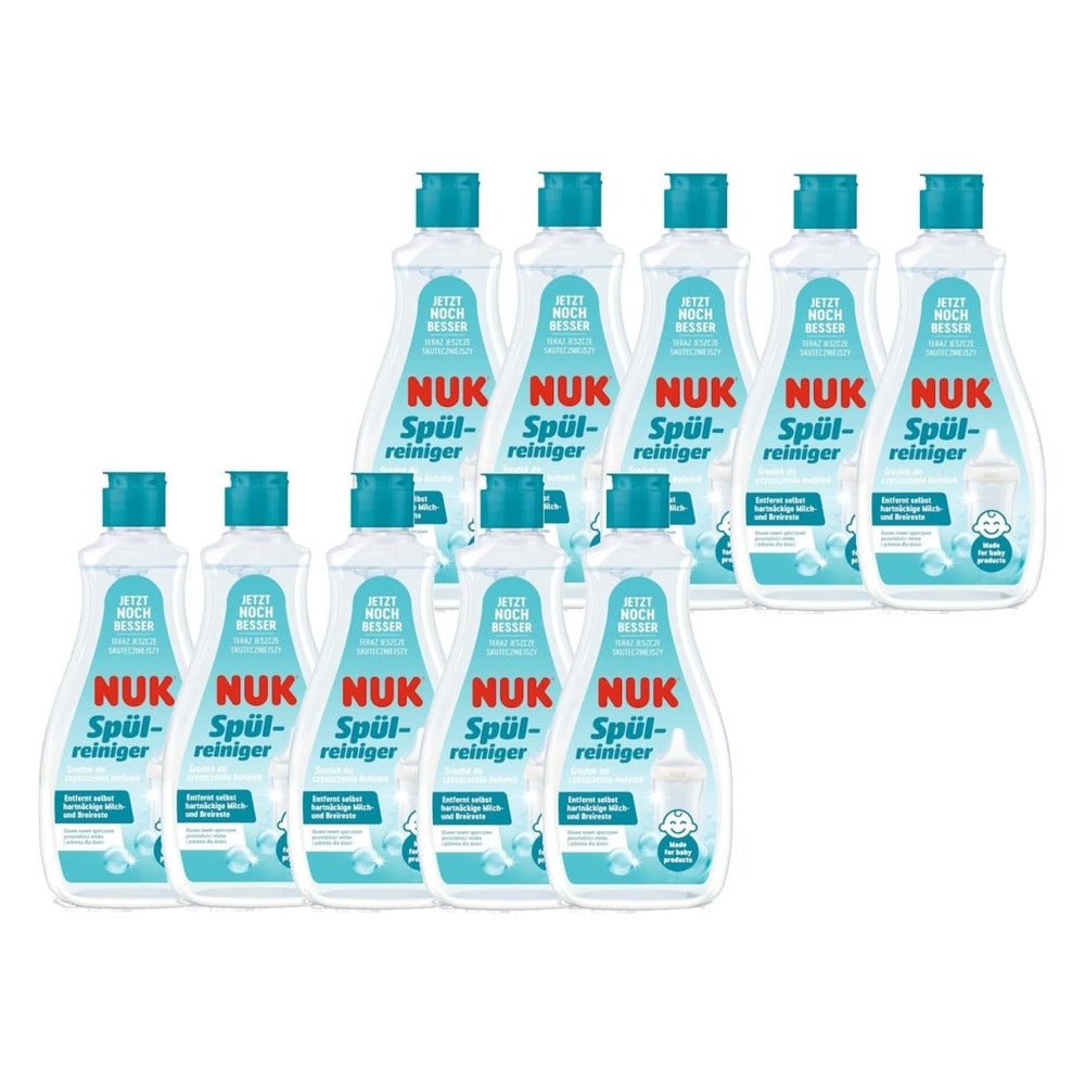 NUK Baby Flessenreiniger 10 - Pack – 10x 500 ml Afwasmiddel voor Babyflessen, Spenen en Babyservies – Geurvrij en pH - neutraal door Huishoudvoordeel nu bij Huishoudvoordeel