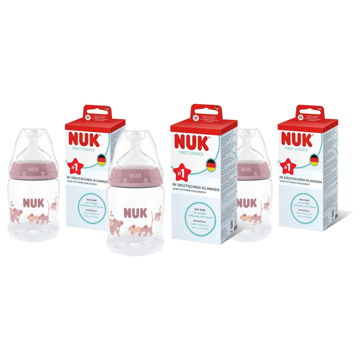 NUK First Choice babyfles 0+ maanden koala 1 stuk 3 x 150 ml - Voordeelverpakking