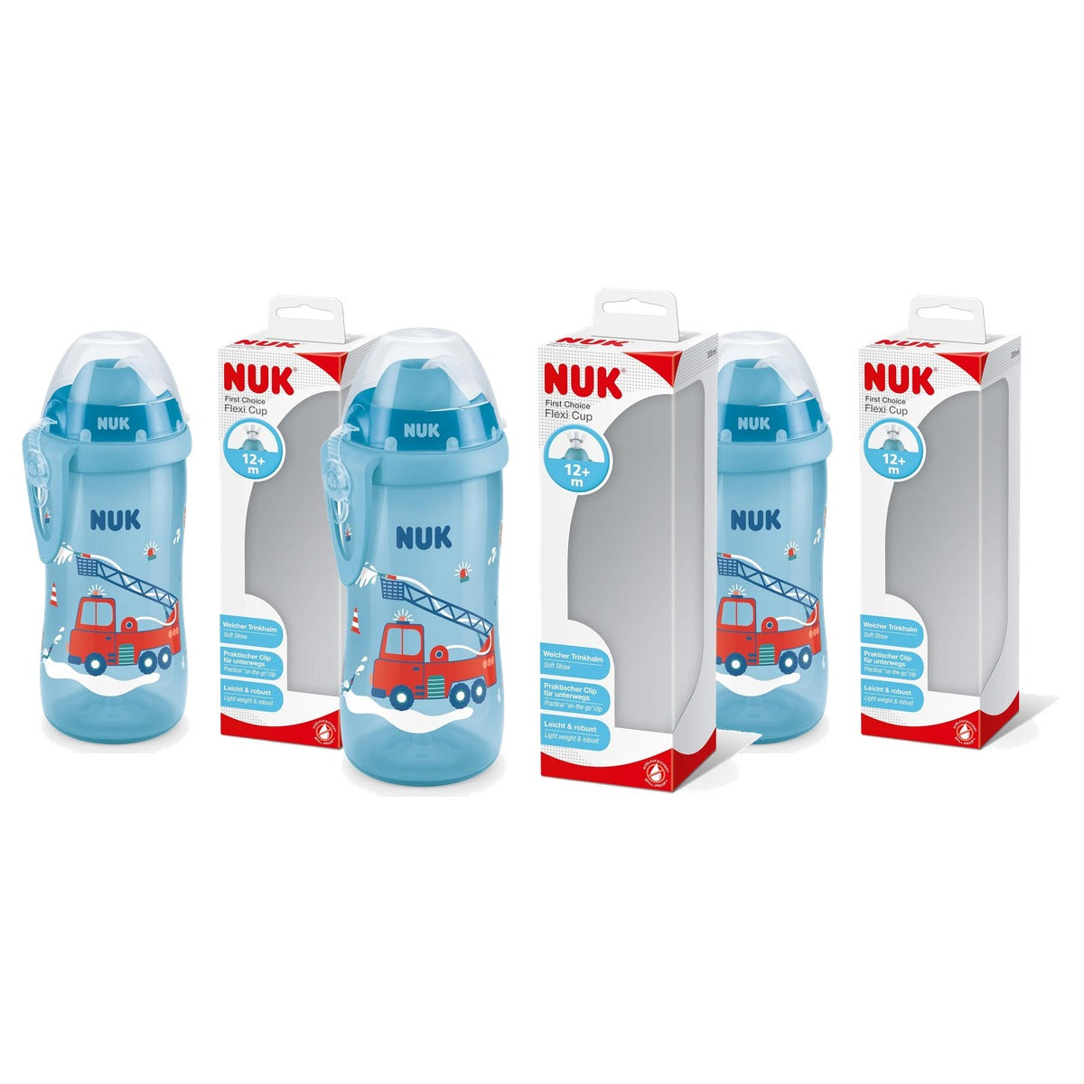NUK Flexi Cup drinkbeker voor peuters 12+ maanden blauw 3 x 300 ml - Voordeelverpakking