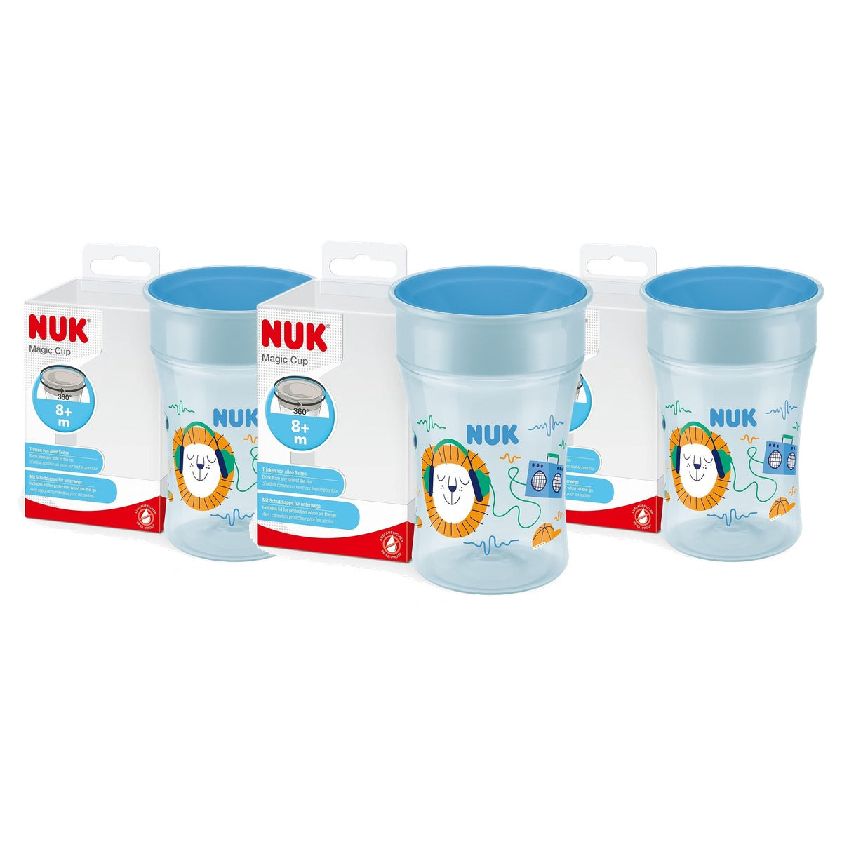 NUK Magic Cup drinkbeker blauwe egel 3 x 230 ml - Voordeelverpakking