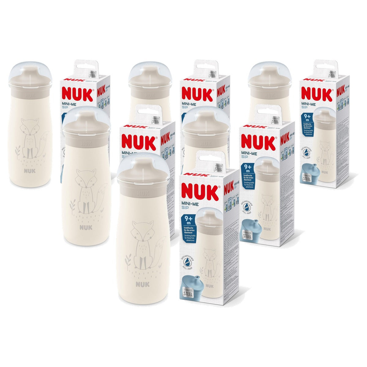 NUK Mini-Me Sip waterfles lichtbruin vos 6 x 300 ml - Voordeelverpakking