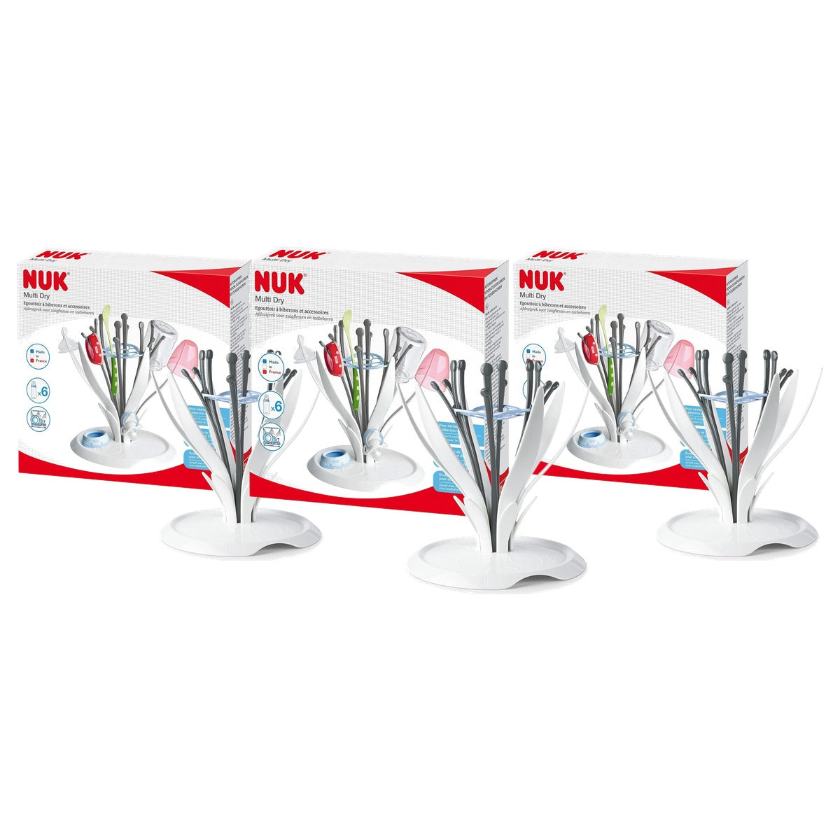 NUK Multi Dry-afdruiprek voor maximaal 6 flessen - 3-pack