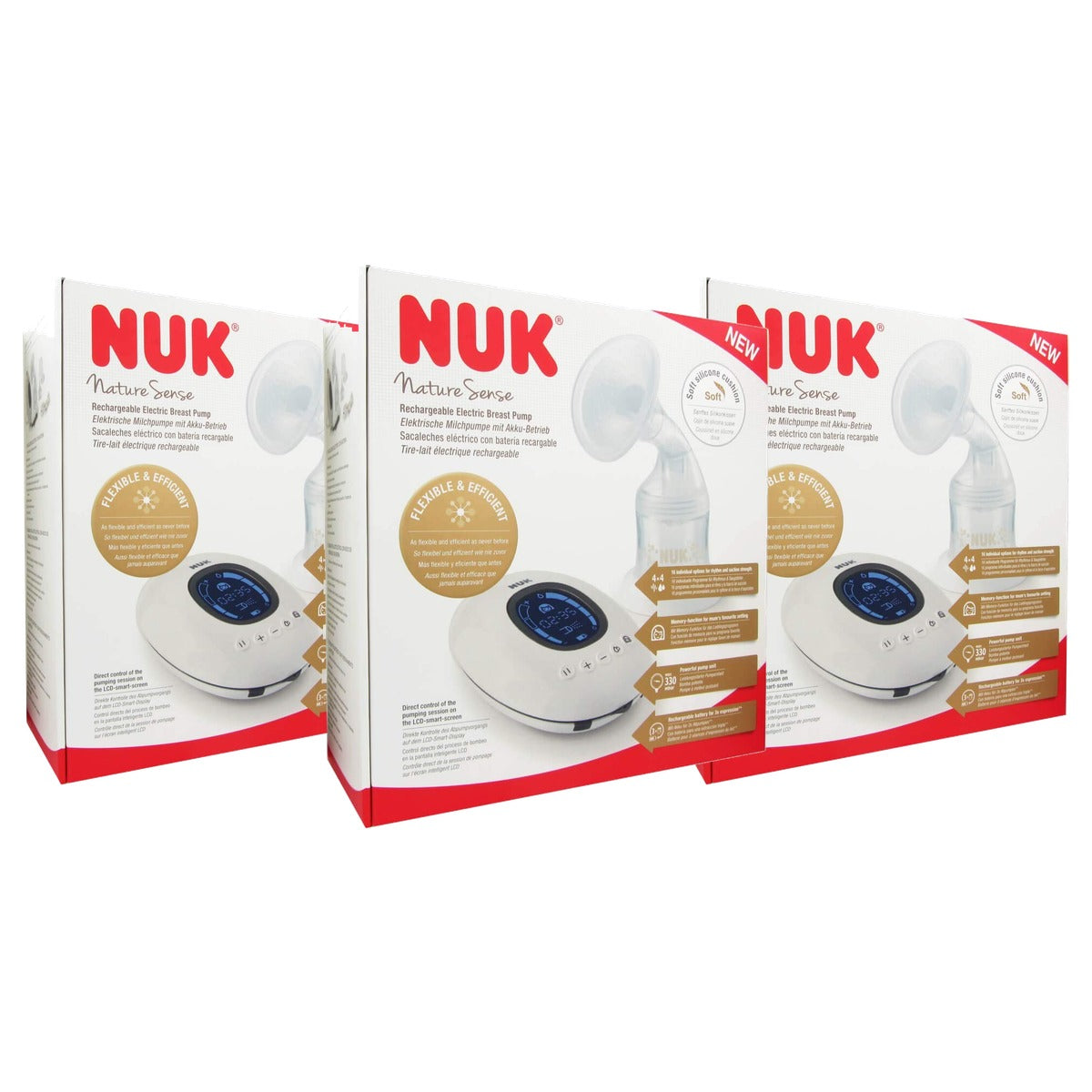 NUK Nature Sense elektrische borstkolf met accu 3 x 150 ml - Voordeelverpakking
