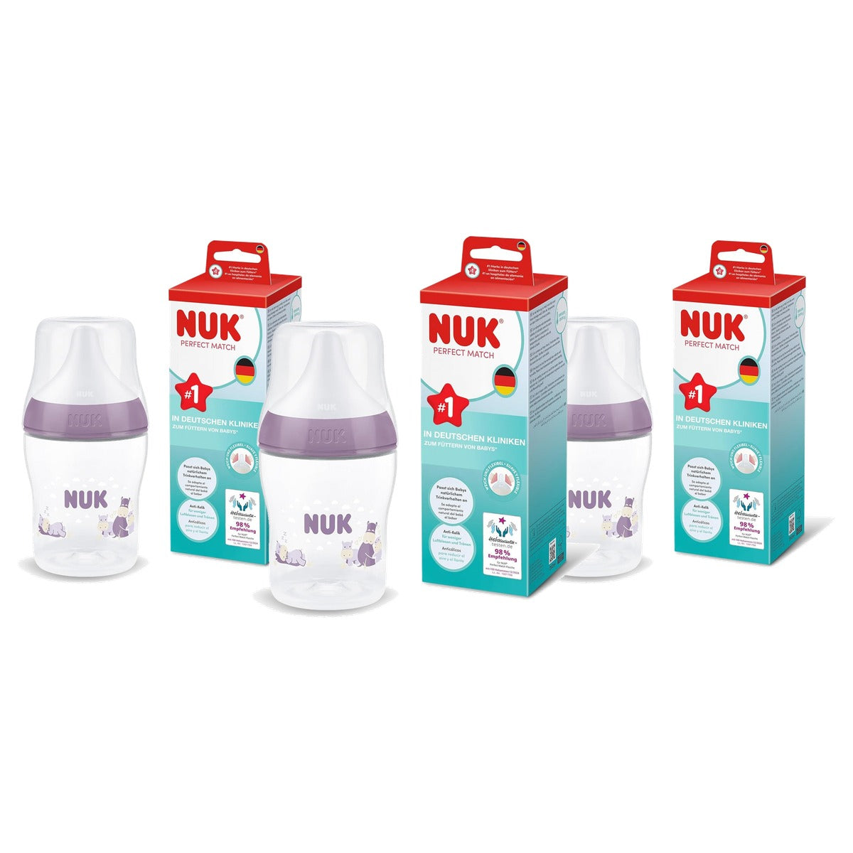 NUK Perfect Match babyfles 0+ maanden PP, 1 stuk 3 x 150 ml - Voordeelverpakking