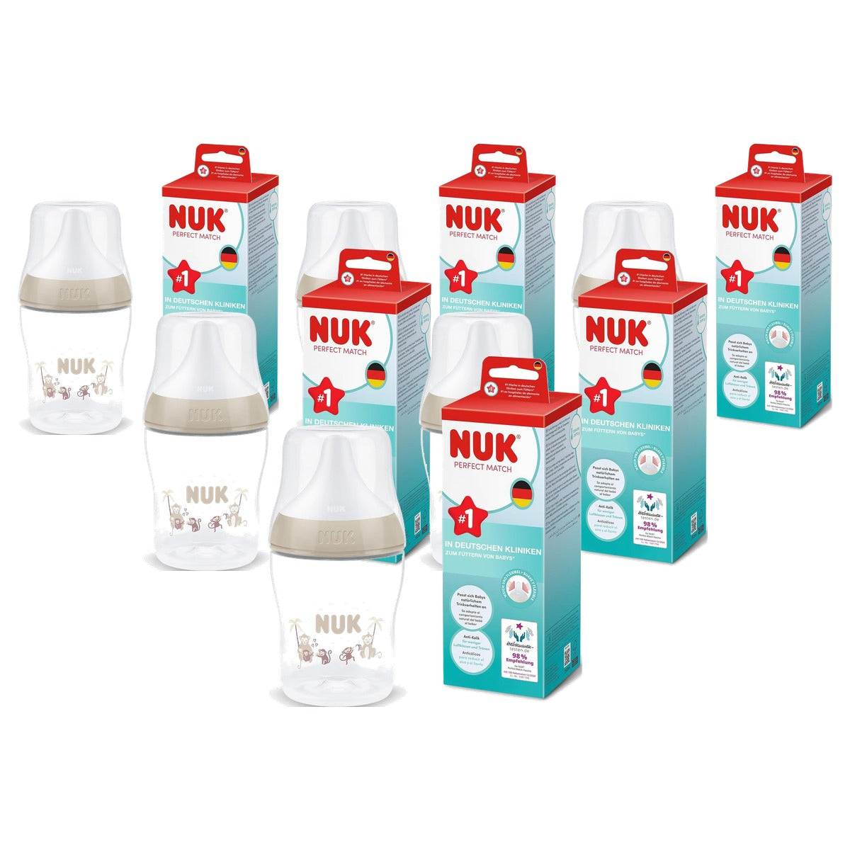 NUK Perfect Match babyfles 0+ maanden, 1 stuk 6 x 150 ml - Voordeelverpakking