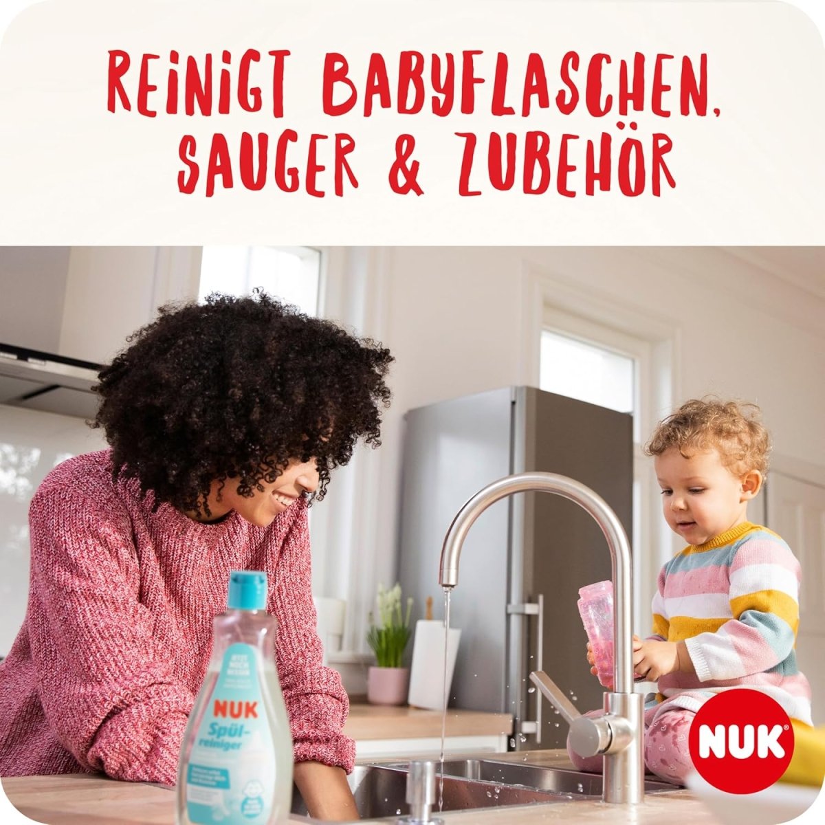 NUK Spülreiniger für Babyflaschen | 500 ml | Ideal zur Reinigung von Babyflaschen, Nuckeln und Zubehör | Duftstofffreier Reiniger | pH - neutral | 100 % wiederverwertbare Flasche door Huishoudvoordeel nu bij Huishoudvoordeel
