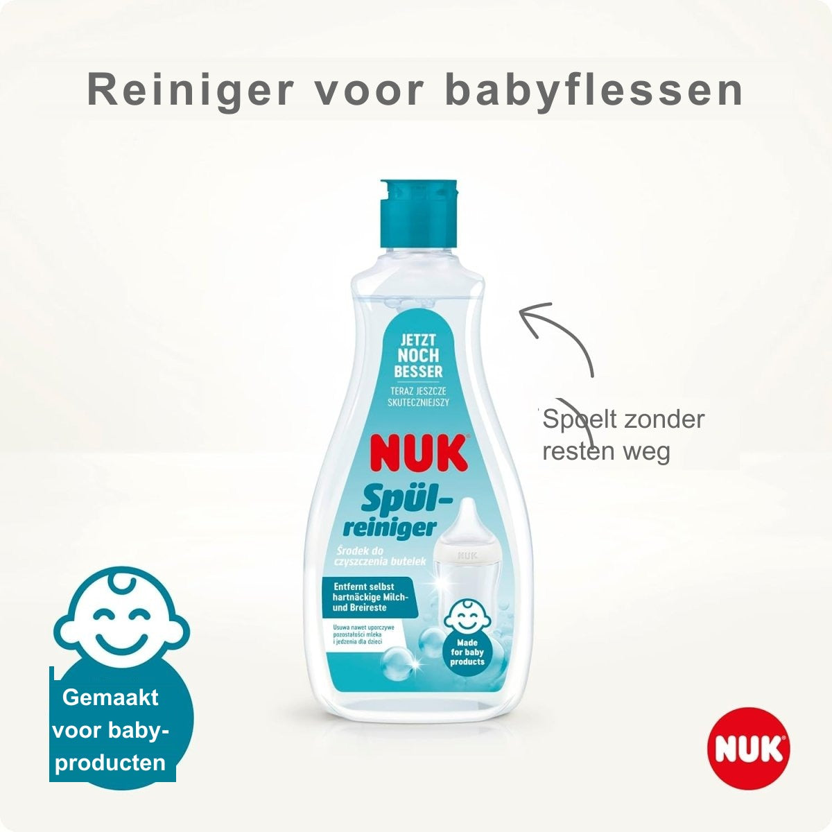 NUK Baby Flessenreiniger 2-Pack – 2x 500 ml Afwasmiddel voor Babyflessen, Spenen en Accessoires – Geurvrij en pH-neutraal