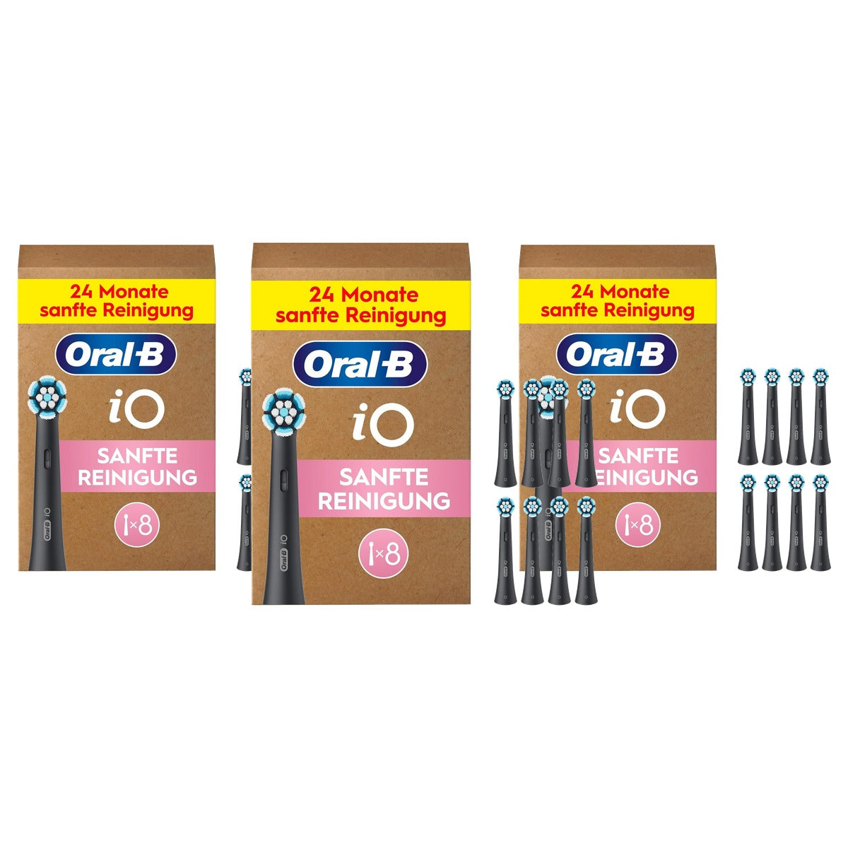 Oral-B iO opzetborstels Zachte Reiniging zwart 3 x 8 stuks - Voordeelverpakking