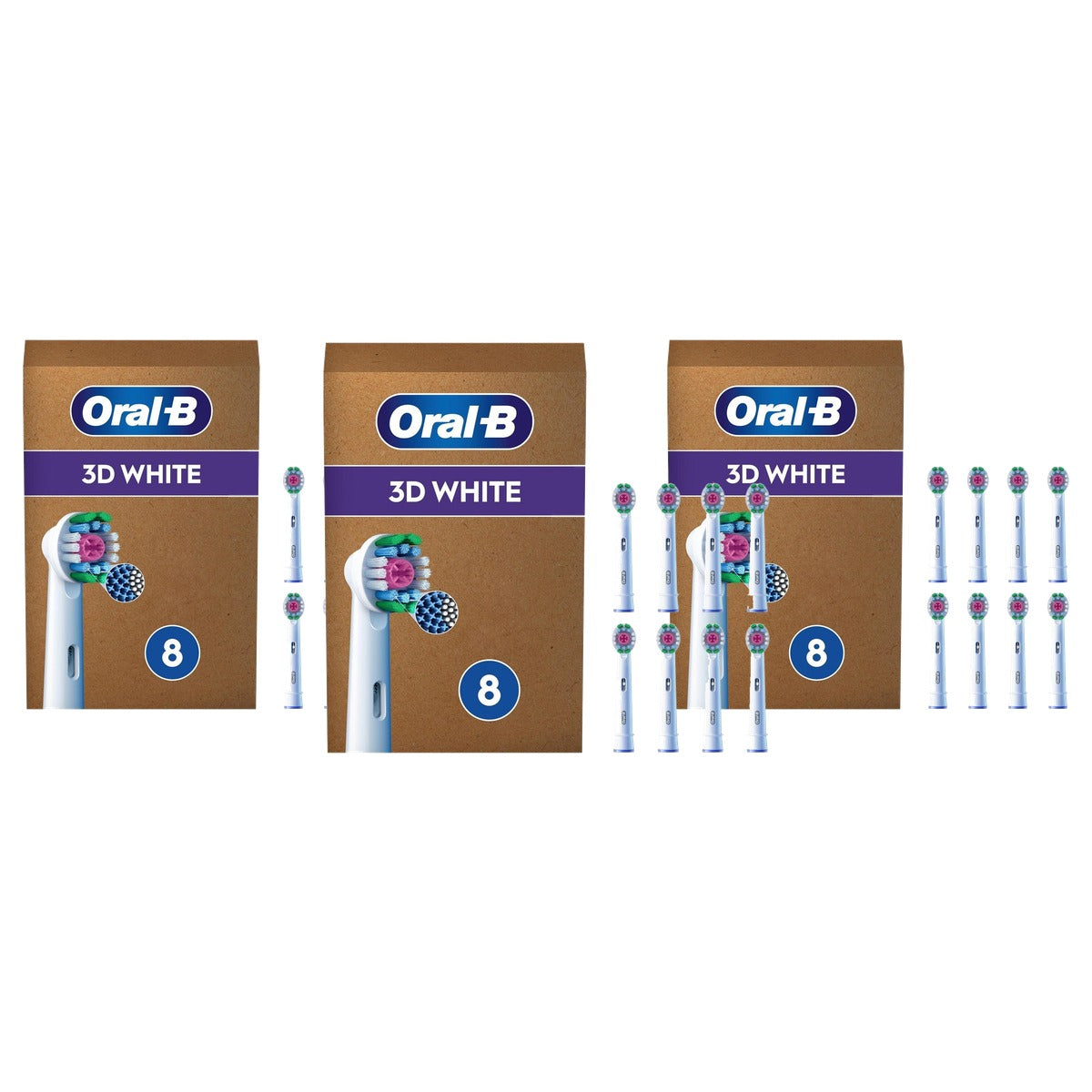 Oral-B Pro 3D White vervangende borstelkoppen 3 x 8 stuks - Voordeelverpakking