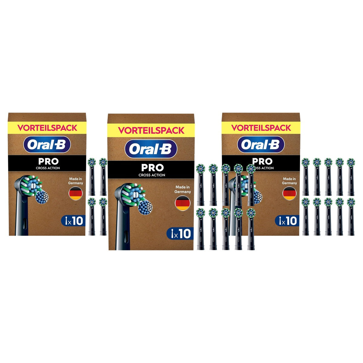 Oral-B PRO CrossAction opzetborstels zwart 3 x 10 stuks - Voordeelverpakking
