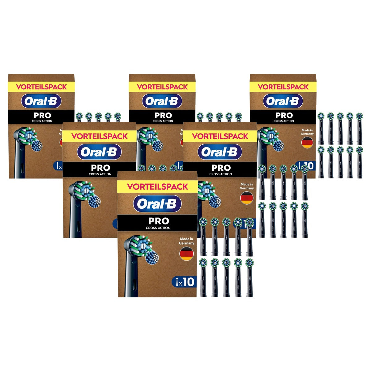 Oral-B PRO CrossAction opzetborstels zwart 6 x 10 stuks - Voordeelverpakking