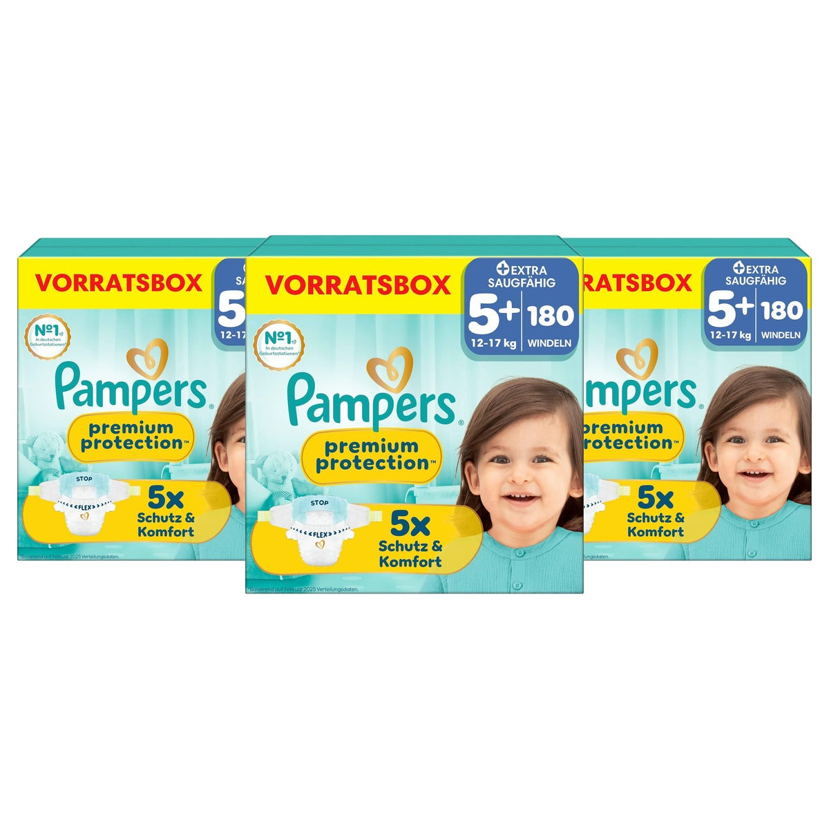 Pampers Premium Protection maat 5+ 180 luiers 12 3 x 17 kg - Voordeelverpakking