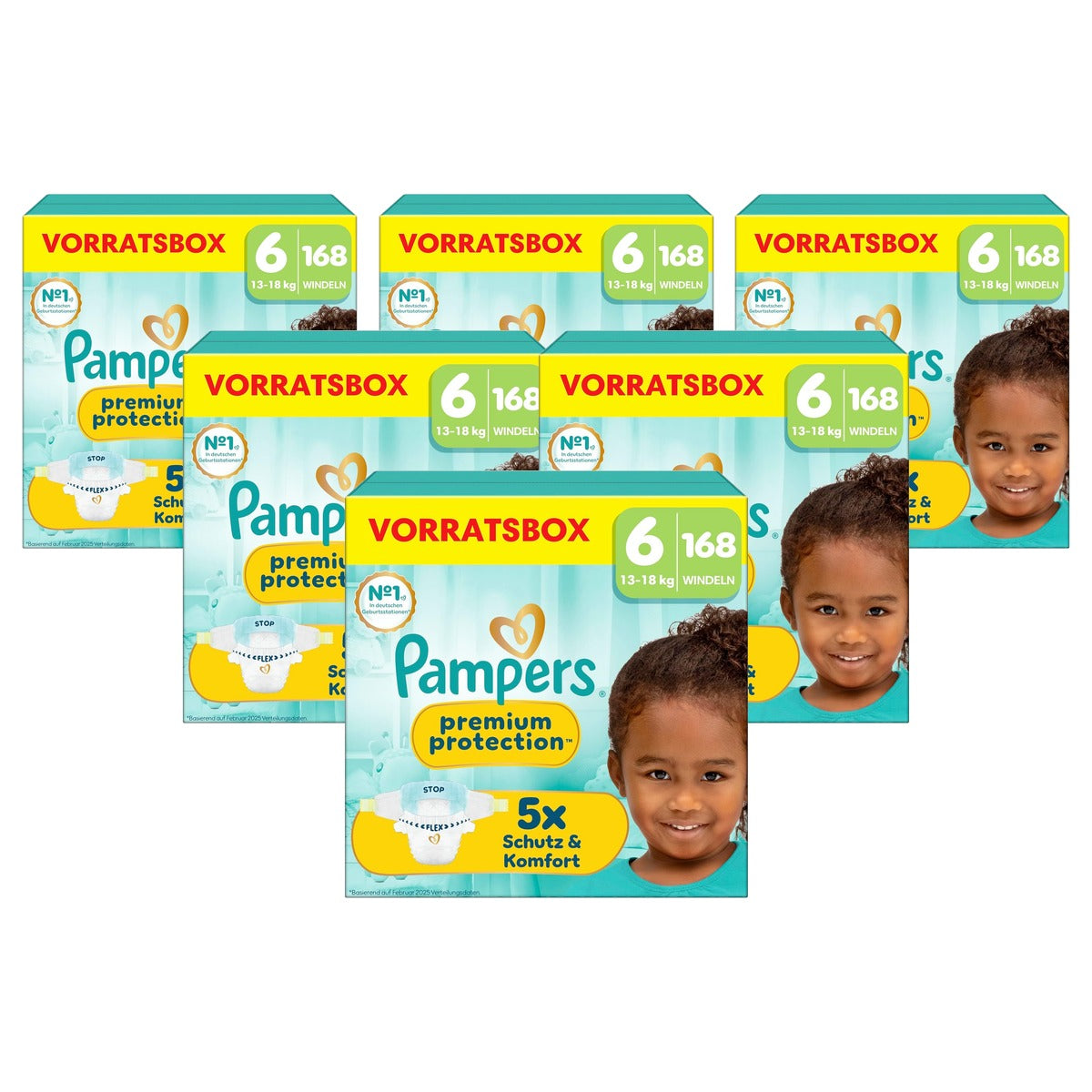 Pampers Premium Protection maat 6, 168 luiers, 13 6 x 18 kg - Voordeelverpakking