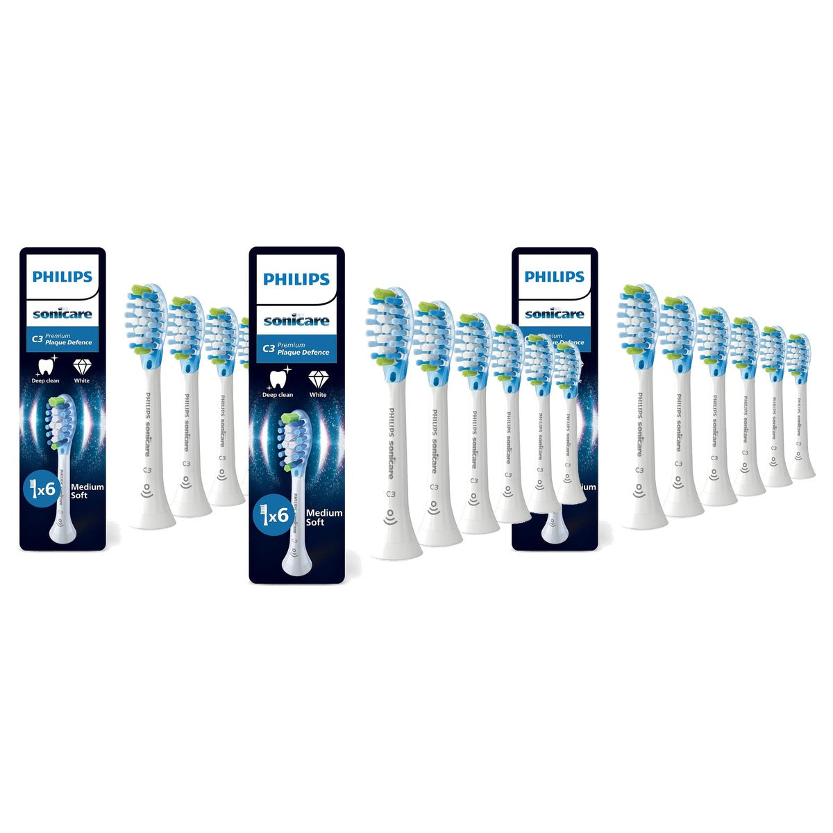 Philips Sonicare C3 Premium Plaque Defense Opzetborstels Wit 6 stuks - 3-pack