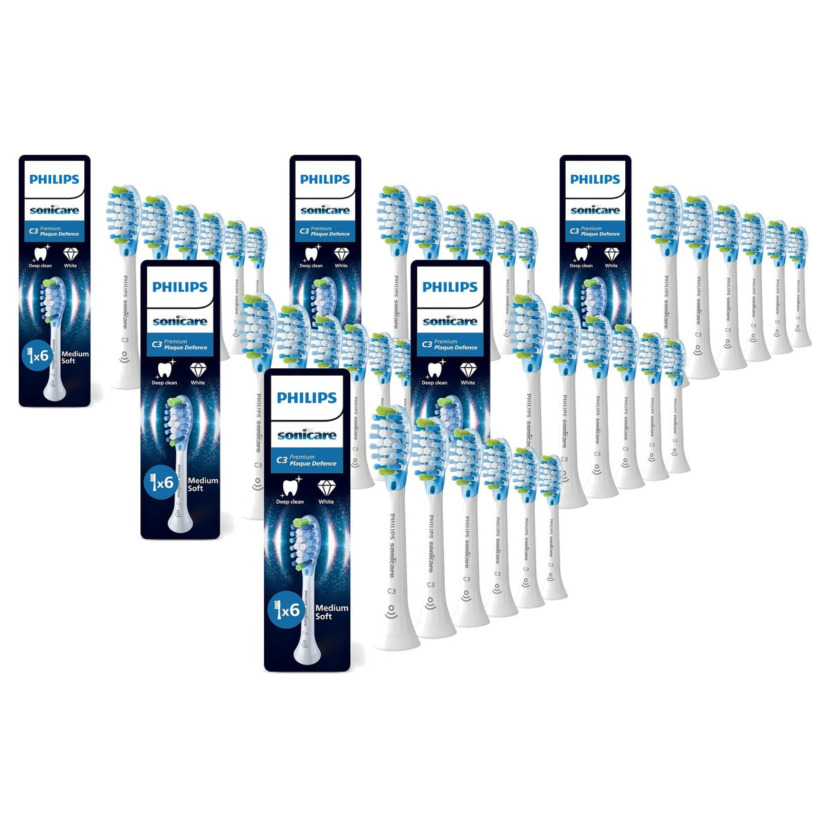Philips Sonicare C3 Premium Plaque Defense Opzetborstels Wit 6 stuks - 6-pack