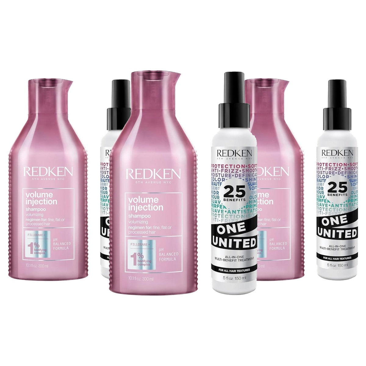 Redken Volume Injection Shampoo en One United Behandeling 300 ml + 150 ml - 3-pack