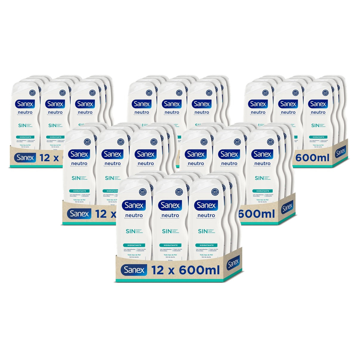Sanex Neutrale douchegel hydraterend verpakking 12 6 x 600 ml - Voordeelverpakking