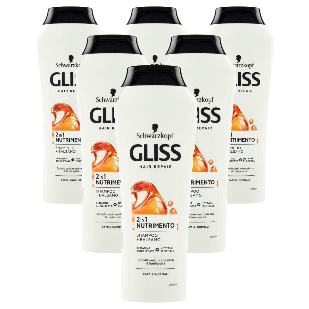 Schwarzkopf Gliss 2-in-1 Shampoo & Conditioner 225 ml - 6 stuks