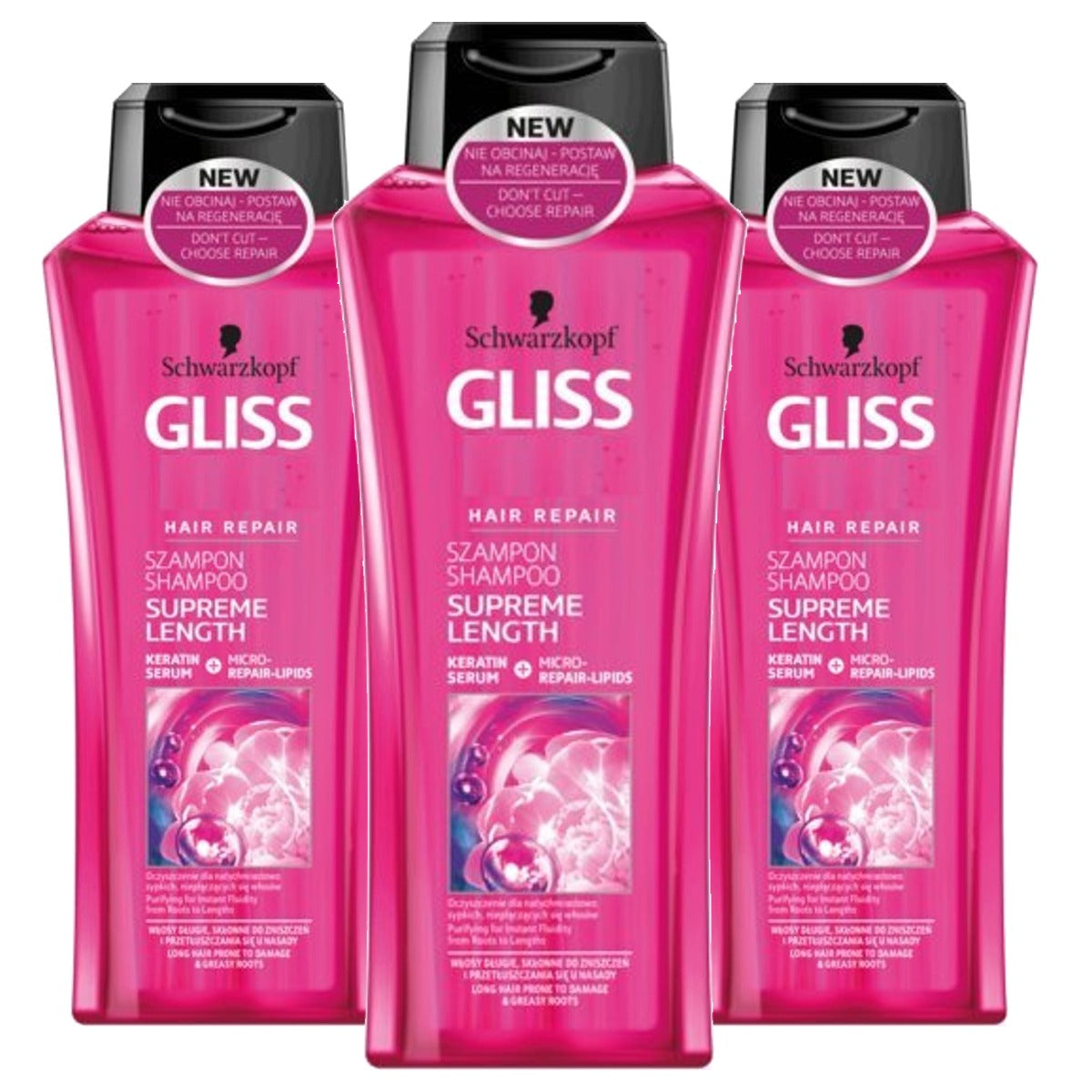 Schwarzkopf Gliss Supreme Length Shampoo 250 ml - 3 stuks