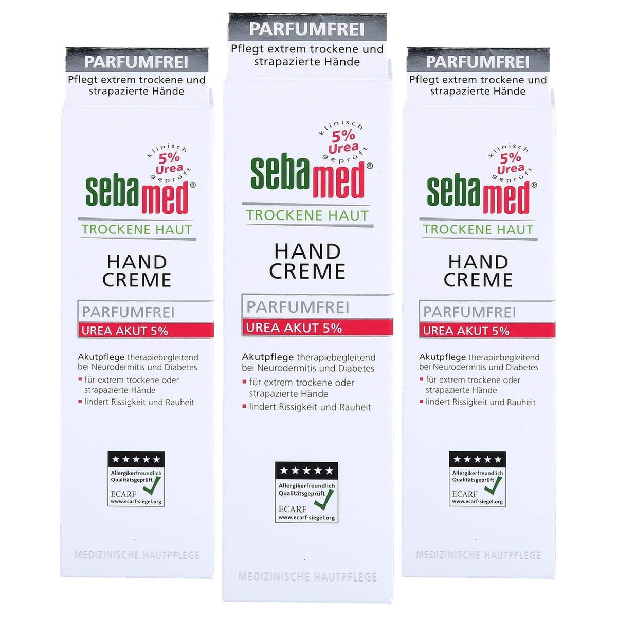 Sebamed Urea Acute 5% Handcrème Parfumvrij 3 x 75 ml - Voordeelverpakking