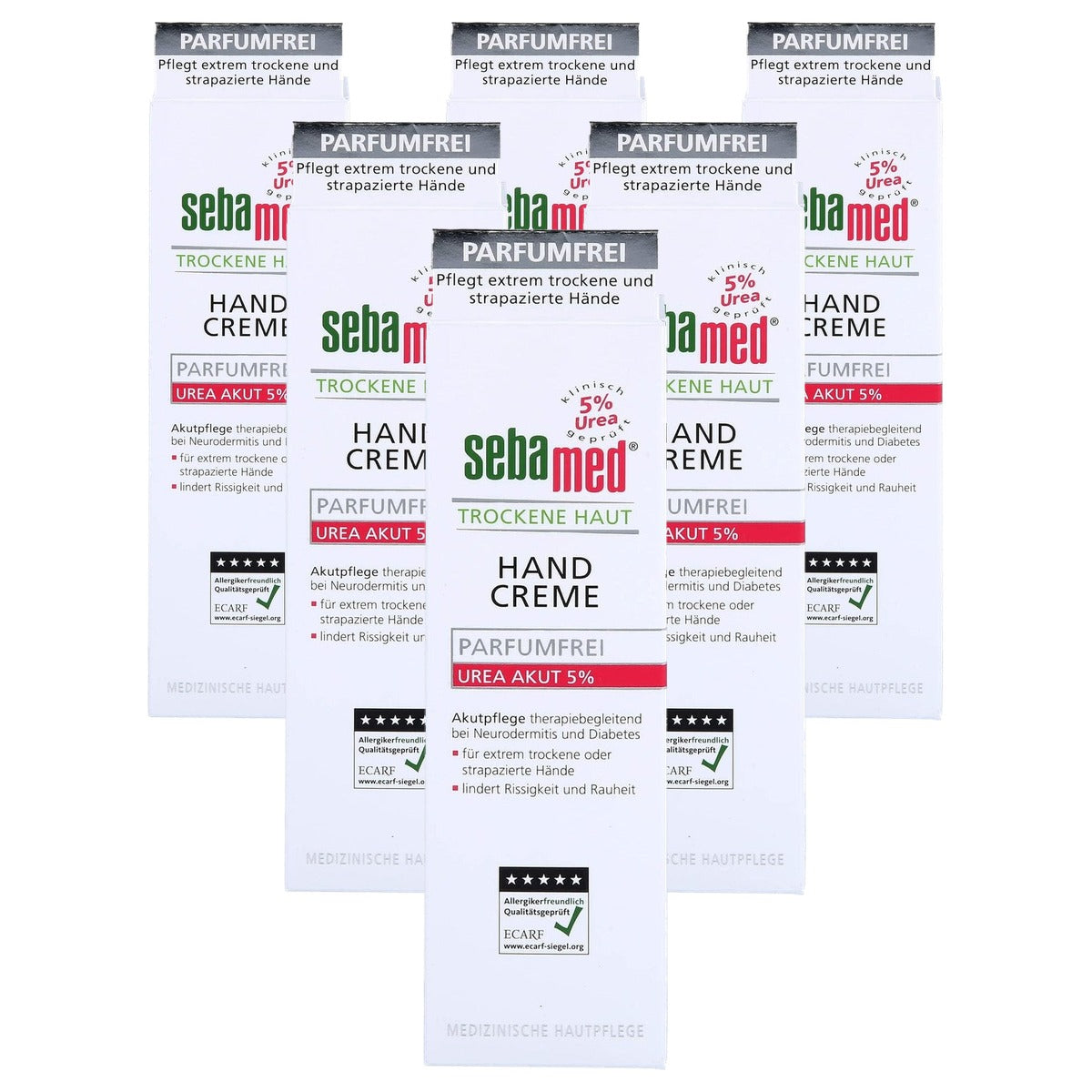 Sebamed Urea Acute 5% Handcrème Parfumvrij 6 x 75 ml - Voordeelverpakking