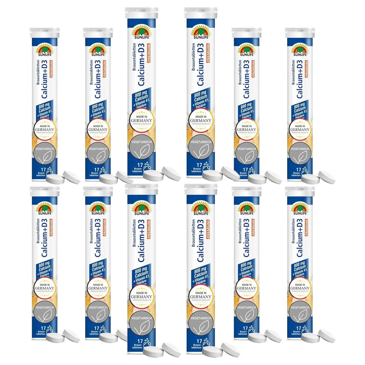 Sunlife Calcium + D3 Bruistabletten Hoge Dosis 4 x 17 Stuks - 3-pack