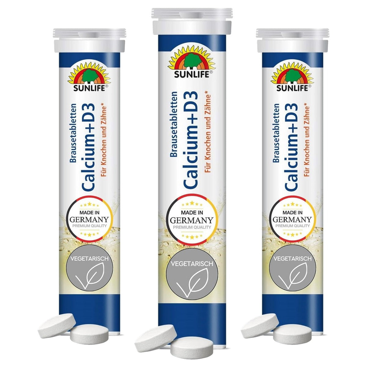 Sunlife Calcium + D3 Bruistabletten Citroensmaak 20 st - 3-pack