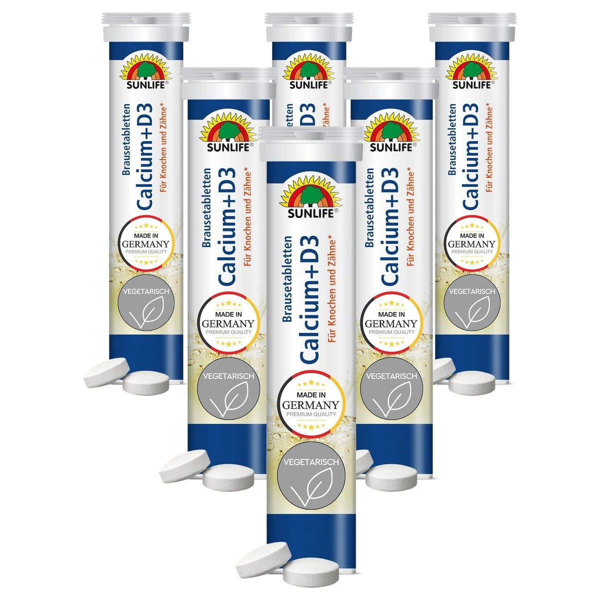 Sunlife Calcium + D3 Bruistabletten Citroensmaak 20 st - 6-pack