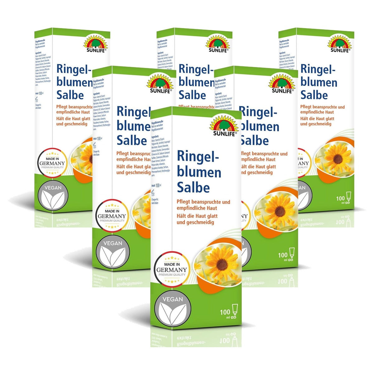 Sunlife Calendula-zalf met Jojoba-olie 100 ml - 6-pack