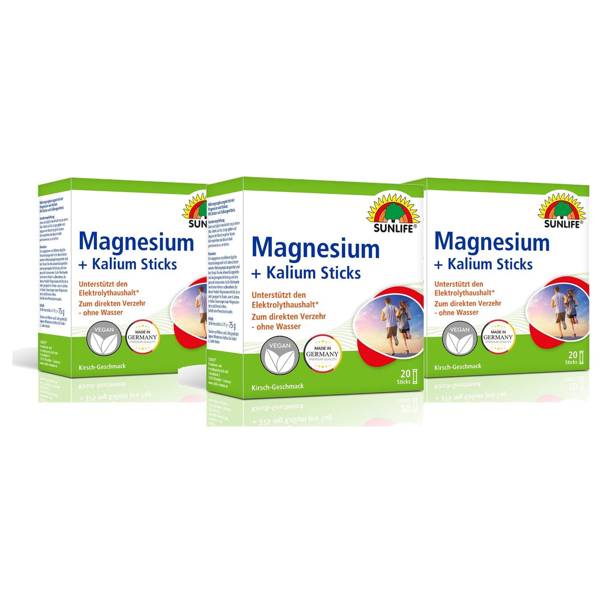Sunlife Magnesium & Kalium Sticks Kersensmaak 20 st - 3-pack